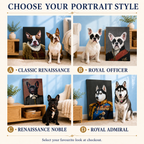 Choose Your Portrait Style guide showing Classic Renaissance, Royal Officer, Renaissance Noble and Royal Admiral