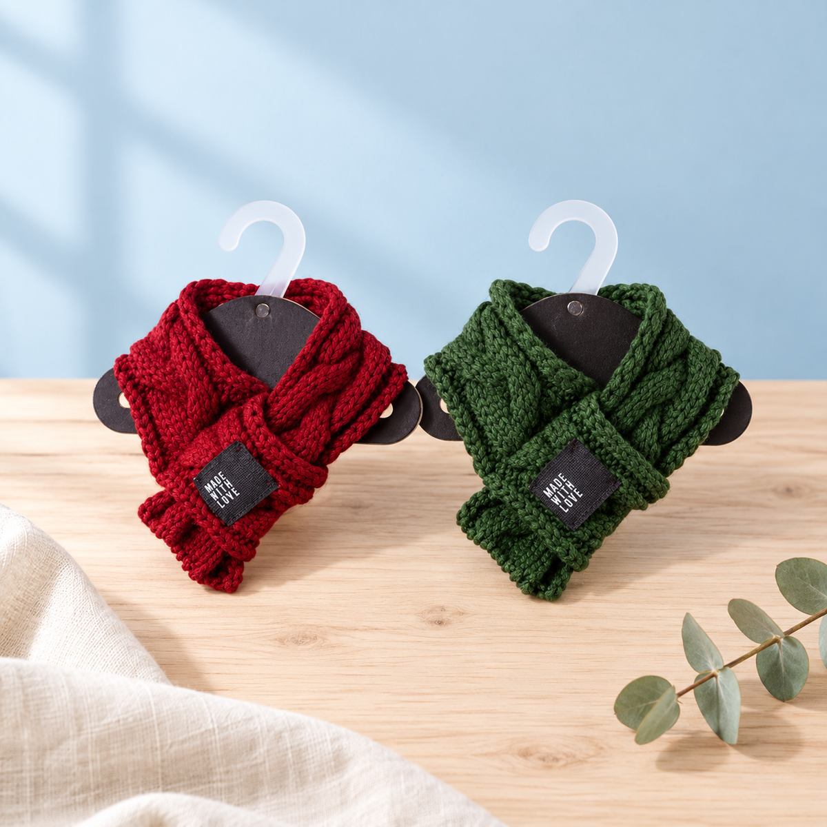 The Countryside Bow Pet Scarf in red and green